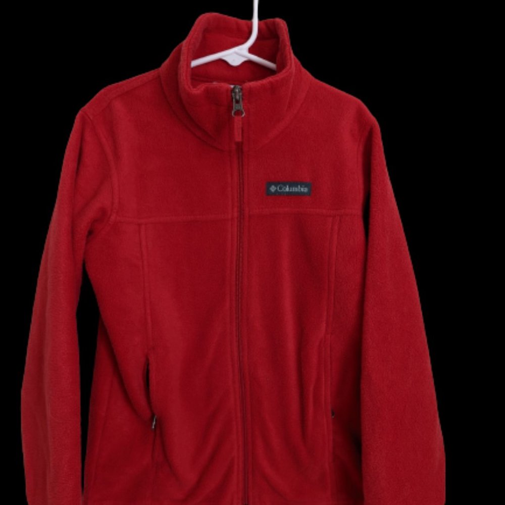 EUC Youth Columbia Red Fleece Full Zip Jacket Small 8